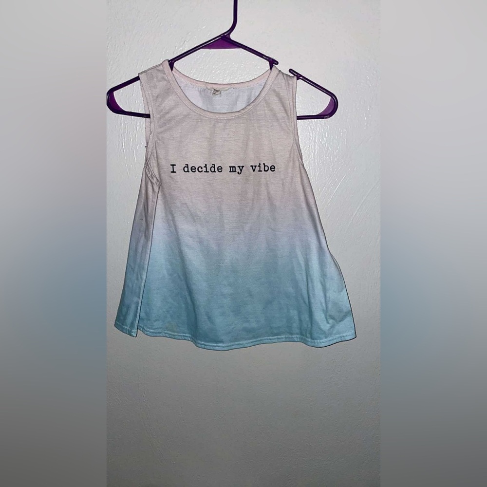 Blue and White Sleeveless Top